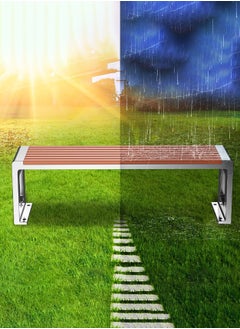 Merry Moments Outdoor Benches Garden Bench Park Bench Heavy-Duty Metal Bench Stainless Steel Frame Anticorrosive Chair Slats School Hospital Courtyard L180xH45xW42 cm  - Image 3