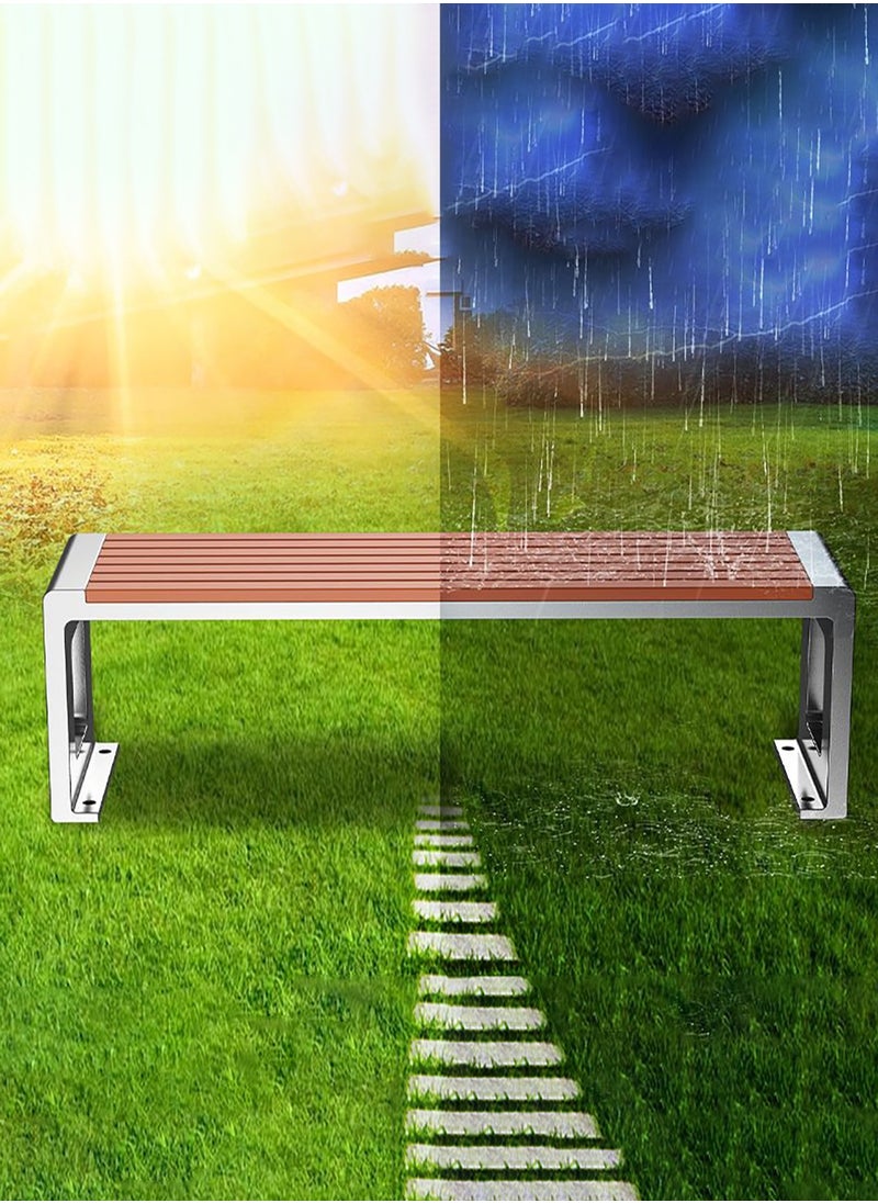 Merry Moments - Outdoor Benches Garden Bench Park Bench Heavy-Duty Metal Bench Stainless Steel Frame Anticorrosive Chair Slats School Hospital Courtyard L180xH45xW42 cm - Image 1