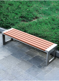 Merry Moments Outdoor Benches Garden Bench Park Bench Heavy-Duty Metal Bench Stainless Steel Frame Anticorrosive Chair Slats School Hospital Courtyard L180xH45xW42 cm  - Image 2