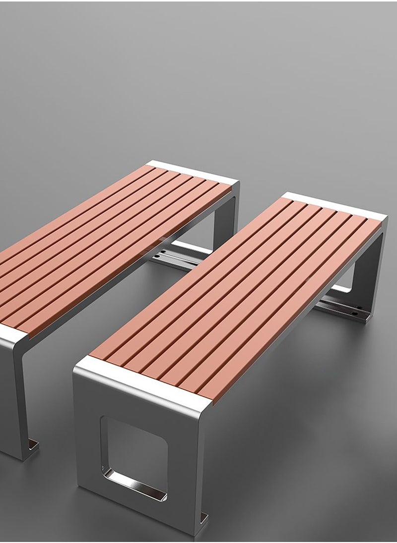 Merry Moments - Outdoor Benches Garden Bench Park Bench Heavy-Duty Metal Bench Stainless Steel Frame Anticorrosive Chair Slats School Hospital Courtyard L180xH45xW42 cm - Image 1