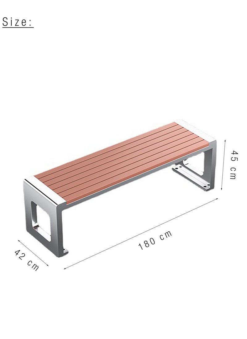 Merry Moments - Outdoor Benches Garden Bench Park Bench Heavy-Duty Metal Bench Stainless Steel Frame Anticorrosive Chair Slats School Hospital Courtyard L180xH45xW42 cm - Image 1