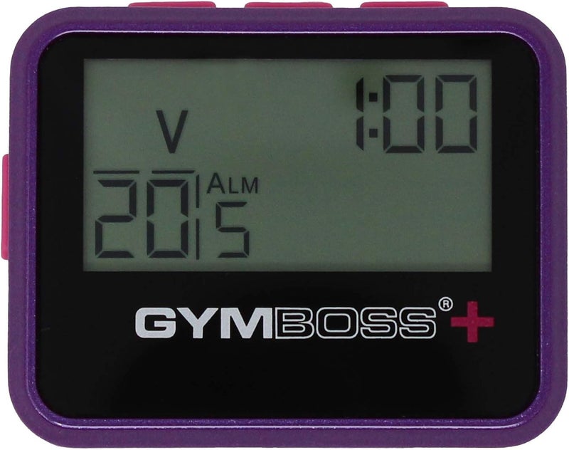 Gymboss مؤقت فترات زائد وساعة توقيت وحزام ساعة - حزمة (بنفسجي/وردي) - Image 2