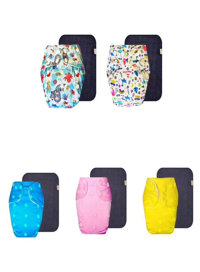 Dumbledo Premium Cloth Diaper with Gray Insert (Pack of 5) | Soft & Gentle | 6-Layer Absorbent Pad | Quick Dry | Trusted by Moms | 3 Months - 3 Years | Unisex Baby - Image 1