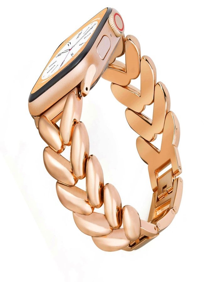 VISOOM سوار فيزوم باللون الوردي الذهبي متوافق مع سلسلة SE 2/9/8 من ساعة آبل 41mm/40mm/38mm سلسلة 7/SE للنساء سوار فاخر أنيق مجوهرات معدنية بديل لحزام ساعة iWatch سلسلة 6/5/4/3/2/1 - Image 1