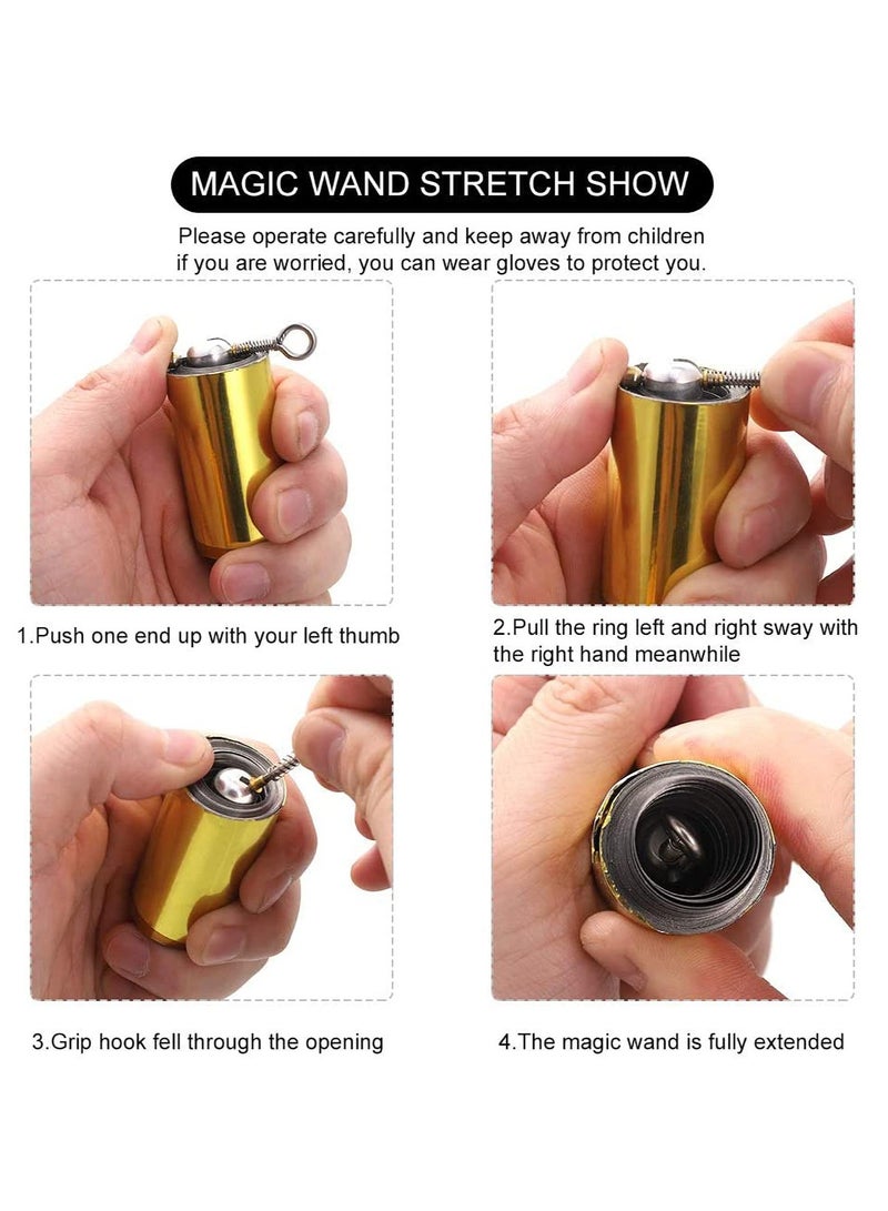 Luckam Stage Show Magic Wand Props Foldable Metal Look Magician's Cane 3-Piece Black Gold Silver 43.30 inch - Image 2