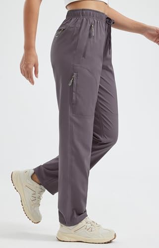 Libin Womens Hiking Pants Lightweight Quick Dry Cargo Pants Casual Safari Work Travel Outdoor Clothes Regular 29 Plum Truffle L - Image 3