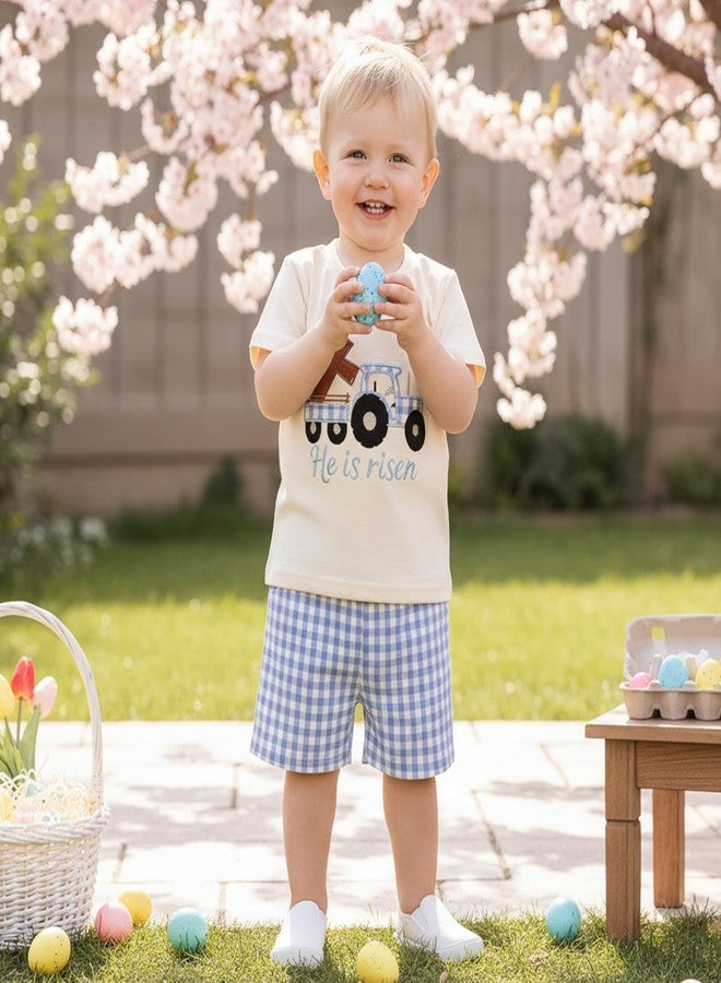 Nyapruwe Toddler Boy Easter Outfit Little Boys Bunny Clothes Short Sleeve Shirt Shorts Set Spring Summer 2Pcs Clothing (Apricot-Tops 95% cotton, 5% elastane, 2-3T) - Image 4