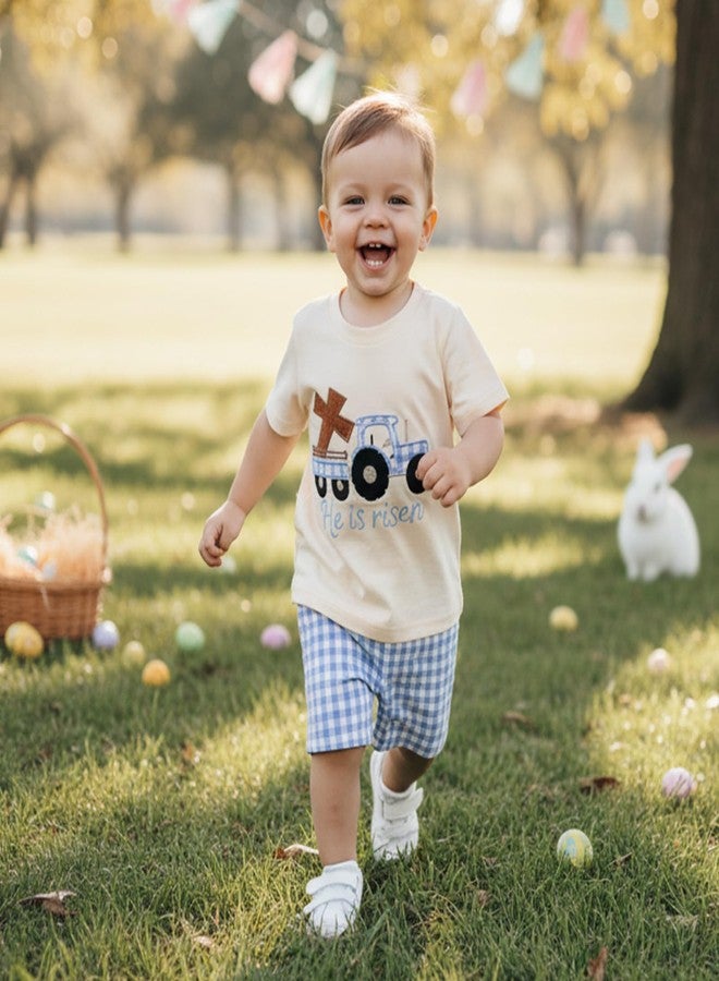 Nyapruwe Toddler Boy Easter Outfit Little Boys Bunny Clothes Short Sleeve Shirt Shorts Set Spring Summer 2Pcs Clothing (Apricot-Tops 95% cotton, 5% elastane, 2-3T) - Image 5
