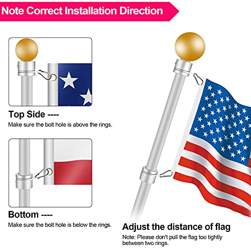 BONWIN 1" Flag Pole Rings, 2 Pcs Anti Wrap Flag Pole Clips Swivels, 360° Rotating Flagpole Flag Mounting Rings, Aluminum Alloy Spinning Flag Pole Kit Parts for 0.75-1.02" Diameter (1 Inch, Silver) - Image 4