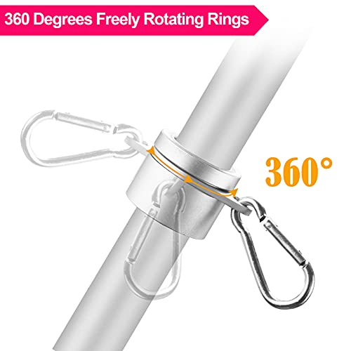 BONWIN 1" Flag Pole Rings, 2 Pcs Anti Wrap Flag Pole Clips Swivels, 360° Rotating Flagpole Flag Mounting Rings, Aluminum Alloy Spinning Flag Pole Kit Parts for 0.75-1.02" Diameter (1 Inch, Silver) - Image 3