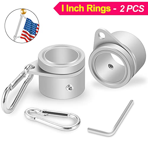 BONWIN 1" Flag Pole Rings, 2 Pcs Anti Wrap Flag Pole Clips Swivels, 360° Rotating Flagpole Flag Mounting Rings, Aluminum Alloy Spinning Flag Pole Kit Parts for 0.75-1.02" Diameter (1 Inch, Silver) - Image 2
