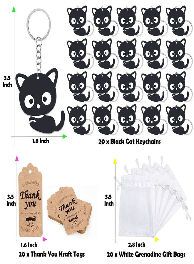 CiciBear 60 Pack Black Cat Themed Party Decorations for Guests, 20 Keychains, 20 Tags and 20 Bags for Cat Meow Birthday, Let's Pawty, Kitty Pet Party, Animal Lover, Halloween Decorations - Image 2