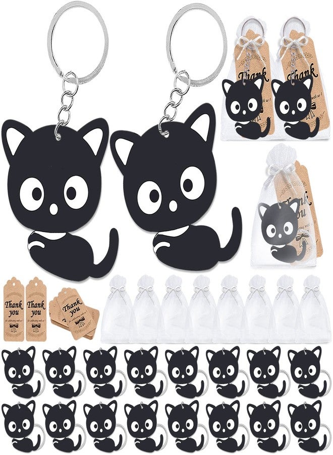 CiciBear 60 Pack Black Cat Themed Party Decorations for Guests, 20 Keychains, 20 Tags and 20 Bags for Cat Meow Birthday, Let's Pawty, Kitty Pet Party, Animal Lover, Halloween Decorations - Image 1