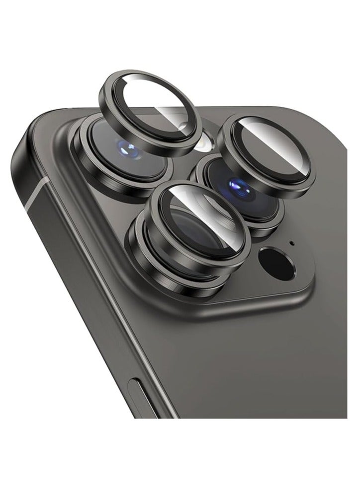Phone Planet Camera Lens Protector for iPhone 15 Pro Max 9H Tempered Anti-Scratch High Definition Glass Camera Cover Screen Protector Metal Black - Image 1