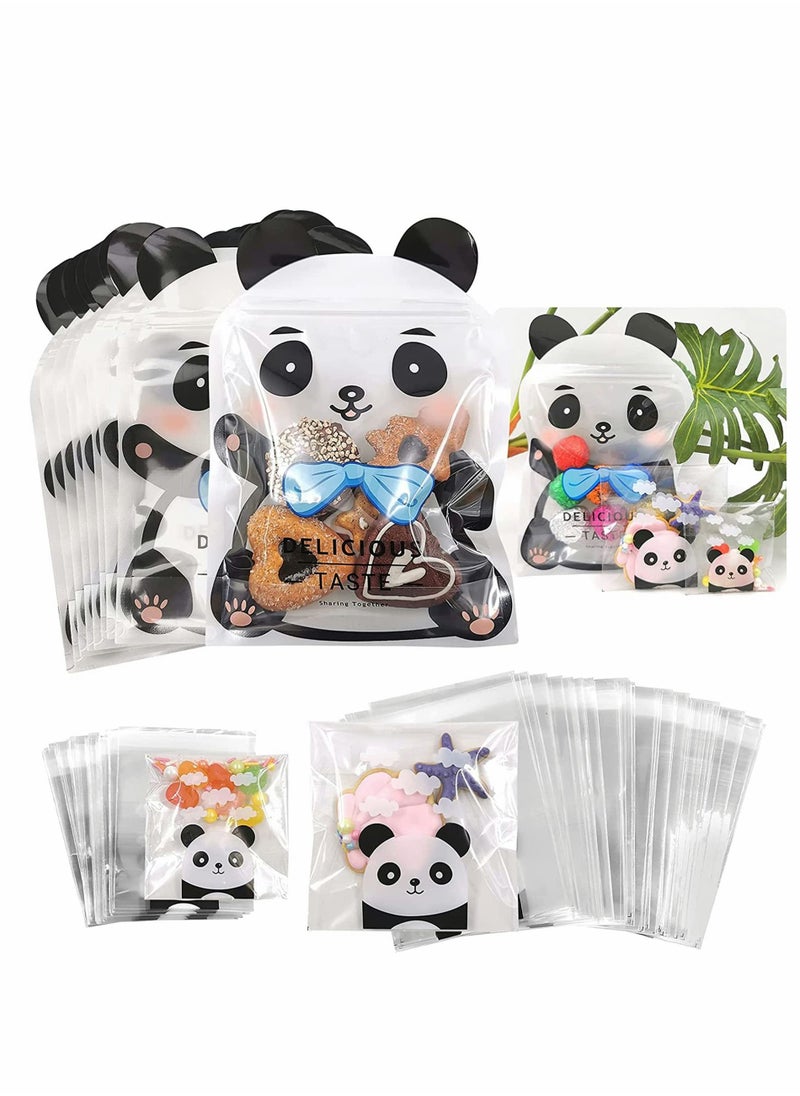 Excefore 308pieces Clear Plastic Cookie Bags Cute Panda Self Adhesive Candy Bags For Bakery Candle Soap Cookie Candies Dessert Holiday New Year Party Favors For Biscuit Chocolate  - Image 1