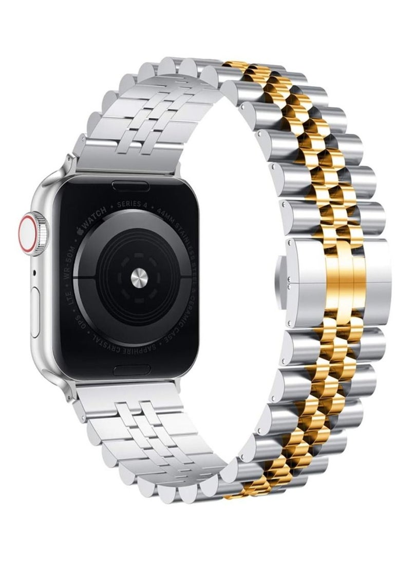 Compatible with Apple Watch Band Series 5 44mm 42mm, Stainless Steel iWatch Band with Butterfly Folding Clasp for iWatch Band Series 5/4/3/2/1 - Image 2