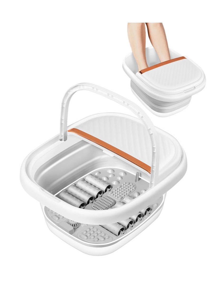 Aikanbo Foldable Foot Bath Massager with Remote Control，Surfing，Red Light，Carrying Handle，Medicine Box，Heating，Temperature Control，Foot Bath Spa，Relieve Foot Pain，Foot Bath with Massage Roller （White） - Image 1