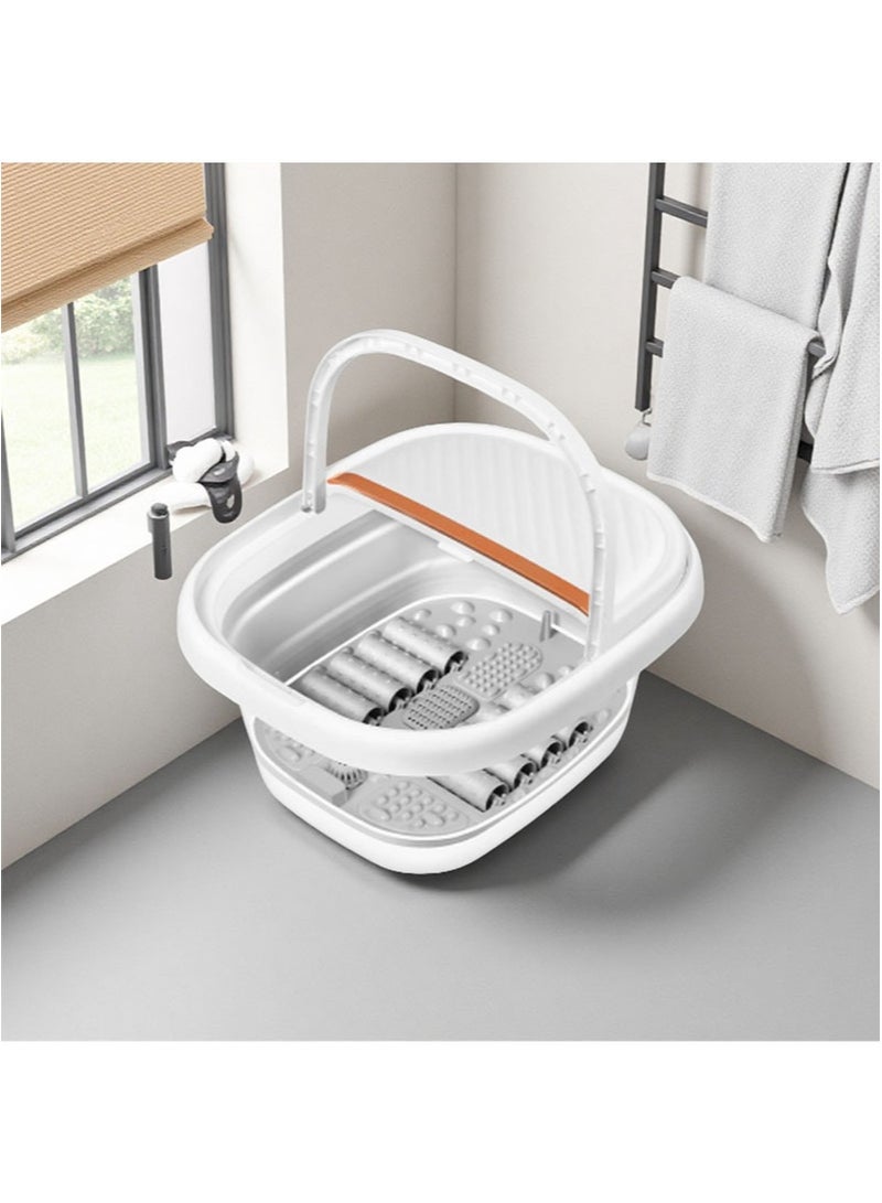 Aikanbo Foldable Foot Bath Massager with Remote Control，Surfing，Red Light，Carrying Handle，Medicine Box，Heating，Temperature Control，Foot Bath Spa，Relieve Foot Pain，Foot Bath with Massage Roller （White） - Image 5