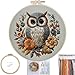 FONNUY Embroidery Kit for Beginners Owl Flowers PreStamped Pattern Kits for Adults with Hoop Easy to Follow Color Thread Needlework 8 Hoop Blue - Image 2