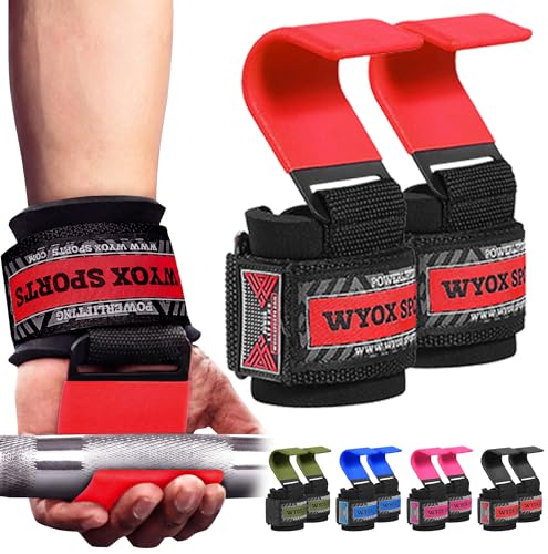 WYOX Weight Lifting Hooks for Deadlift Pull Ups Rows Heavy Duty Wrist Support Grips to Lift Heavier Reduce Grip Fatigue Improve Performance Padded Straps for Men Women Pair of 2 - Image 1