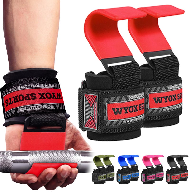 WYOX Weight Lifting Hooks for Deadlift Pull Ups Rows Heavy Duty Wrist Support Grips to Lift Heavier Reduce Grip Fatigue Improve Performance Padded Straps for Men Women Pair of 2 - Image 2