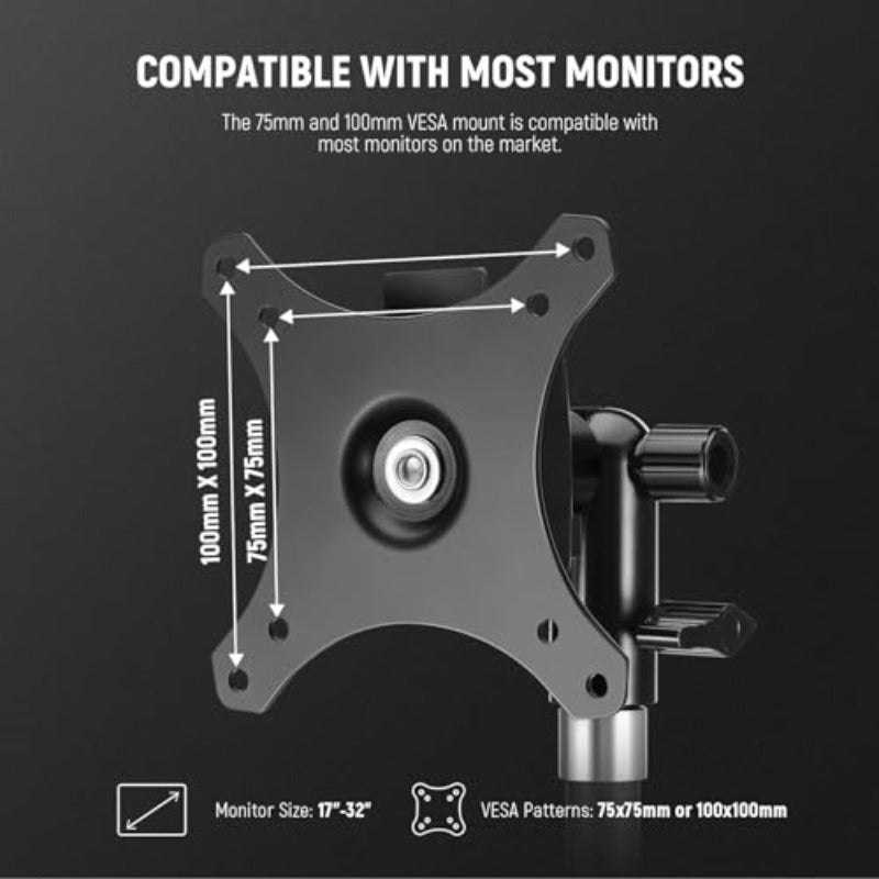 Monitor Mount Adapter with Quick Release VESA Mount 270° Adjustable Metal 5 8" C Stand Light Stand Adapter for Impact Screen Outdoor TV up to 17-32" Max Load 17.5lb 8kg MA010 - Image 4