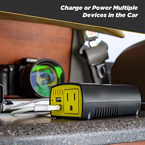 Scosche PI150M INVERT150 - 150W Car Power Inverter with Dual USB Ports - 12V DC to 110V AC Converter for Vehicles - Vehicle Outlet Plug Adapter - DC to AC Converter - Car Charger for Laptop Computer - Image 4