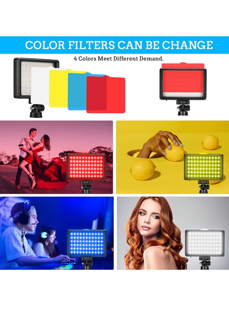 YelaJoy LED Video Light Kit Photography Lighting, 3200K-5500K, 120pcs Beads 14-Level Dimmabl, 120 CM Adjustable Height Tripod Stand,  4 Pcs Red Yellow Green Blue Filters Triple Cold Shoe Mount  for Photo Studios, Video Recording, Game Streaming  - Image 2