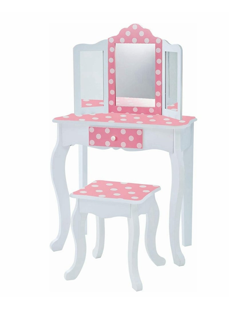 Cool Baby COOLBABY Role Play Toys Children's Dresser Table And Chair Dresser Set With Drawers Children's Playroom/Bedroom Furniture  - Image 1