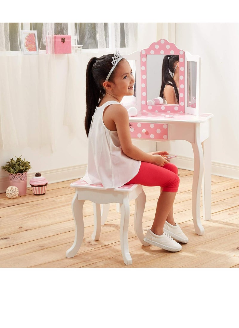 Cool Baby COOLBABY Role Play Toys Children's Dresser Table And Chair Dresser Set With Drawers Children's Playroom/Bedroom Furniture  - Image 2
