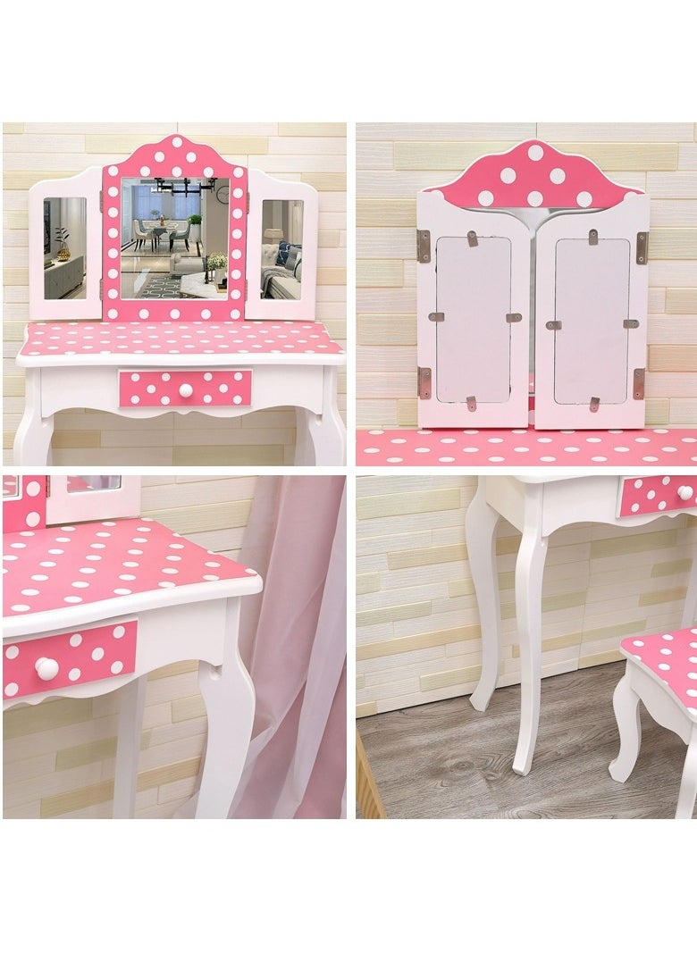 Cool Baby COOLBABY Role Play Toys Children's Dresser Table And Chair Dresser Set With Drawers Children's Playroom/Bedroom Furniture  - Image 4