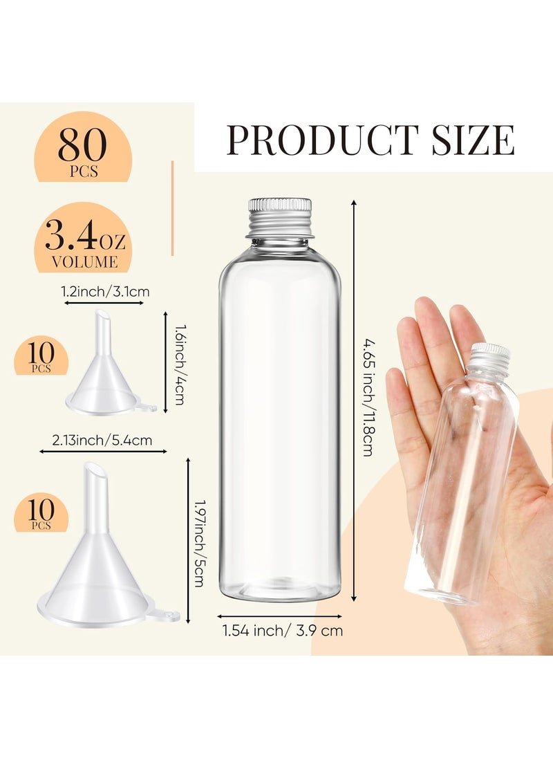 Nuenen Nuenen 80 Pcs 34oz Plastic Sand Art Bottles with Caps Potion Bottle Spell Jars Sand Art Containers with 20 Funnels for Craft Collection Craft Party DIY Art Activity Group Birthday Wedding Party Favor  - Image 2
