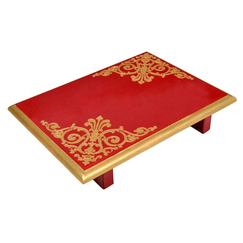 The Victory Handicraft Wooden Pooja Chowki DiwaliNavratri Pooja Special Beautiful Antique Wooden chowki Also Makes a Great Accessory Light Green Pata 11 x 8 x 250 Inches - Image 1