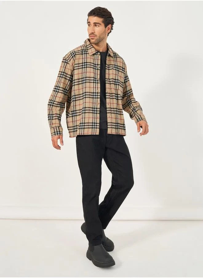 ستايلي Checked Button-Down Regular Flannel Shirt