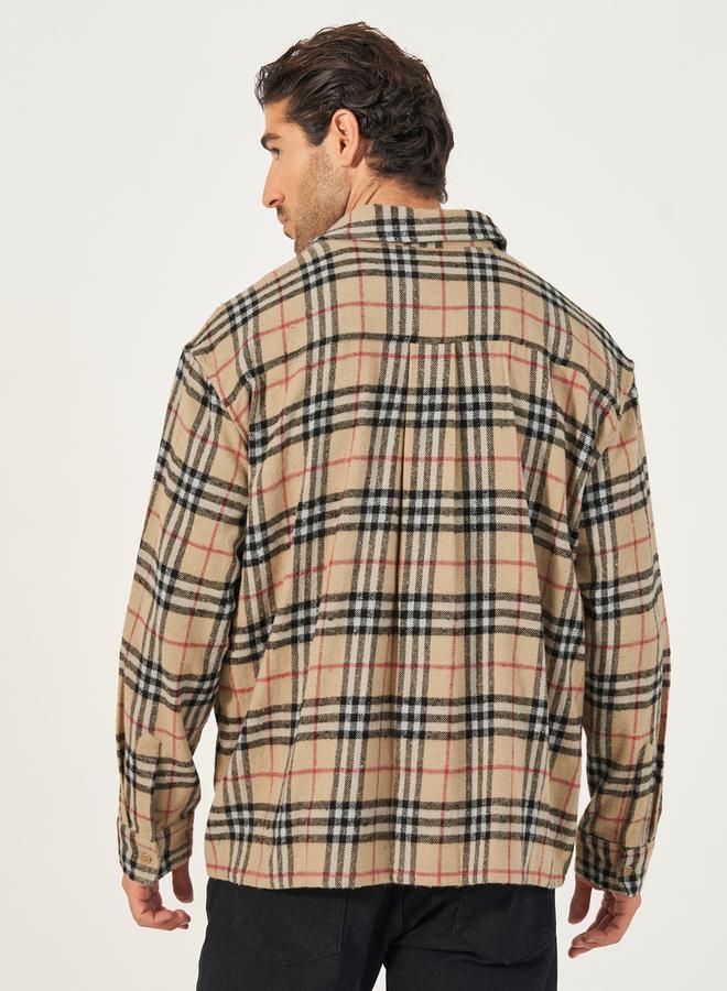 Styli Styli Checked Button-Down Regular Flannel Shirt  - Image 4
