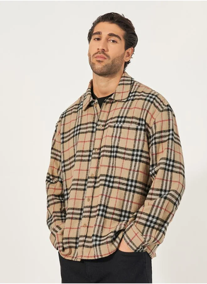 ستايلي Checked Button-Down Regular Flannel Shirt