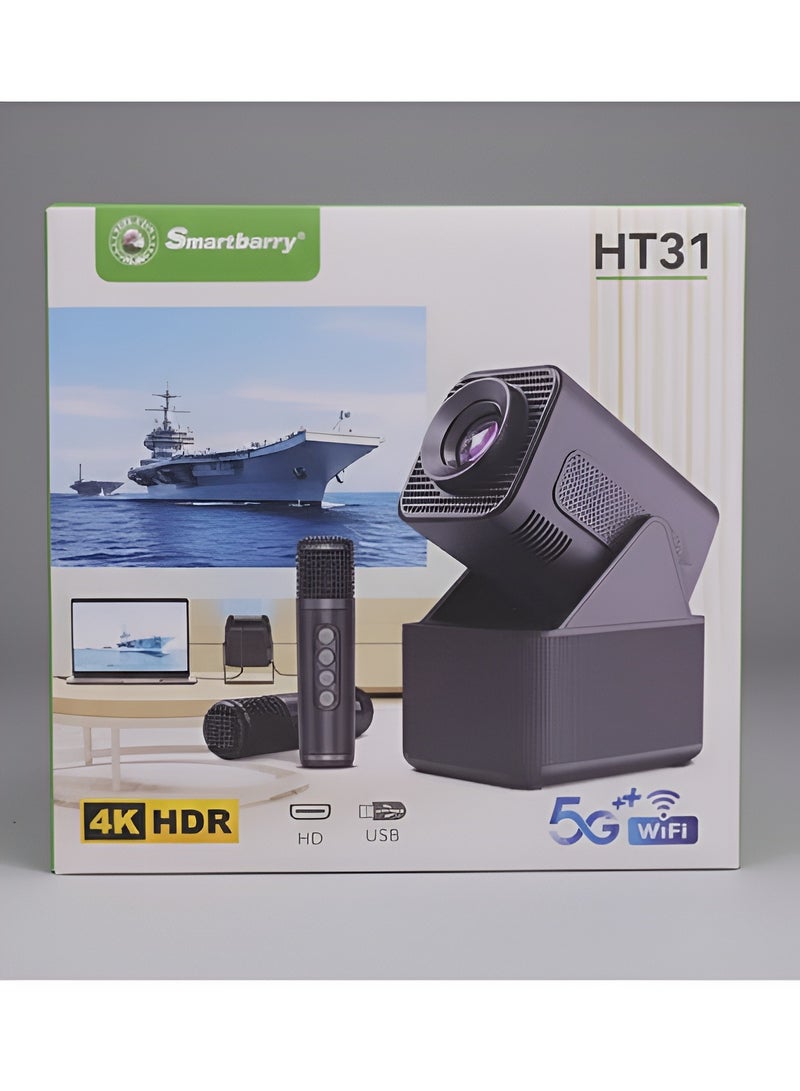 Smartbarry HT31 4K High-definition 3-in-1 Projector, Manual Focusing 5G Dual Band Speed,HD WiFi Bluetooth Projector, Intelligant Temperature Control, Android 11.0 Home Theater, Movies,Video Gaming, Office Work Meetings Projector - Image 2