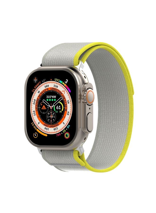 Replacement Strap Double Color Nylon Hook and Loop Fastener Watch Band For Apple Watch Ultra 49mm Yellow+Beige