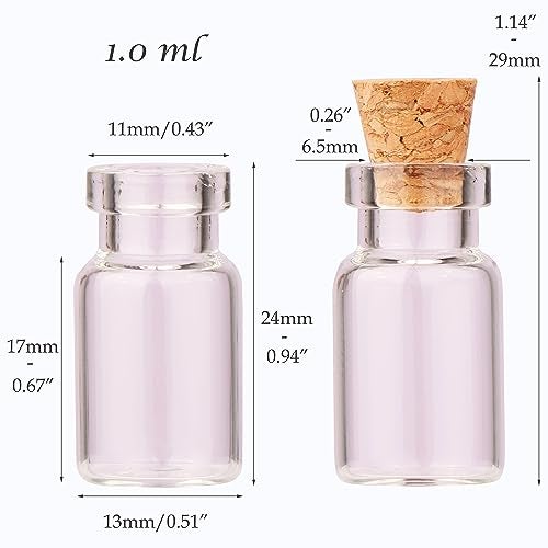 MaxMau 100pcs 1ml Small Mini Glass Bottles Jars with Cork Stoppers Tiny Vials for DIY Art Crafts Wedding Favors - Image 3