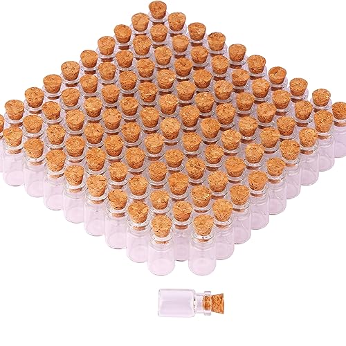 MaxMau 100pcs 1ml Small Mini Glass Bottles Jars with Cork Stoppers Tiny Vials for DIY Art Crafts Wedding Favors - Image 2