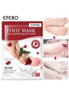 efero 4 Pieces Foot Peeling and Exfoliating Mask, Dead Skin Removing Sock - Rose, Avocado, Orange, Peach  - Image 2