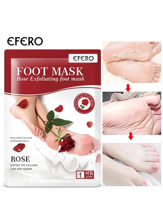 efero 4 Pieces Foot Peeling and Exfoliating Mask, Dead Skin Removing Sock - Rose, Avocado, Orange, Peach - Image 2