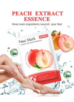 efero 4 Pieces Foot Peeling and Exfoliating Mask, Dead Skin Removing Sock - Rose, Avocado, Orange, Peach  - Image 4