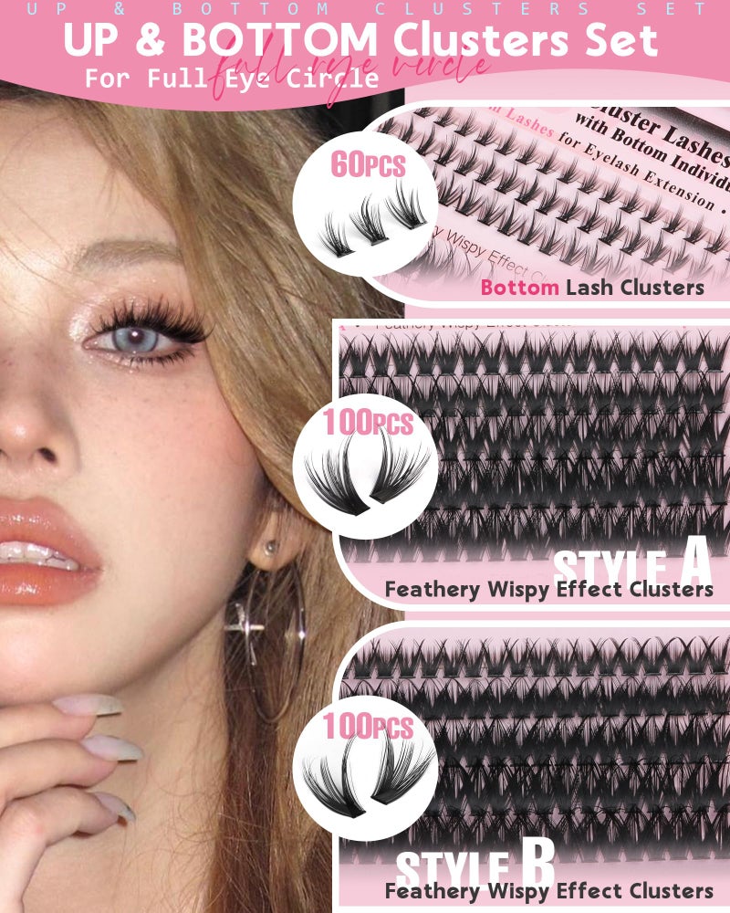 Goddvenus Wispy Eye Lash Clusters Kit Natural Cluster Eyelash Extensions Kit False Eyelash Clusters Fluffy DIY Individual Lash Extensions Kit C Curl - Image 4