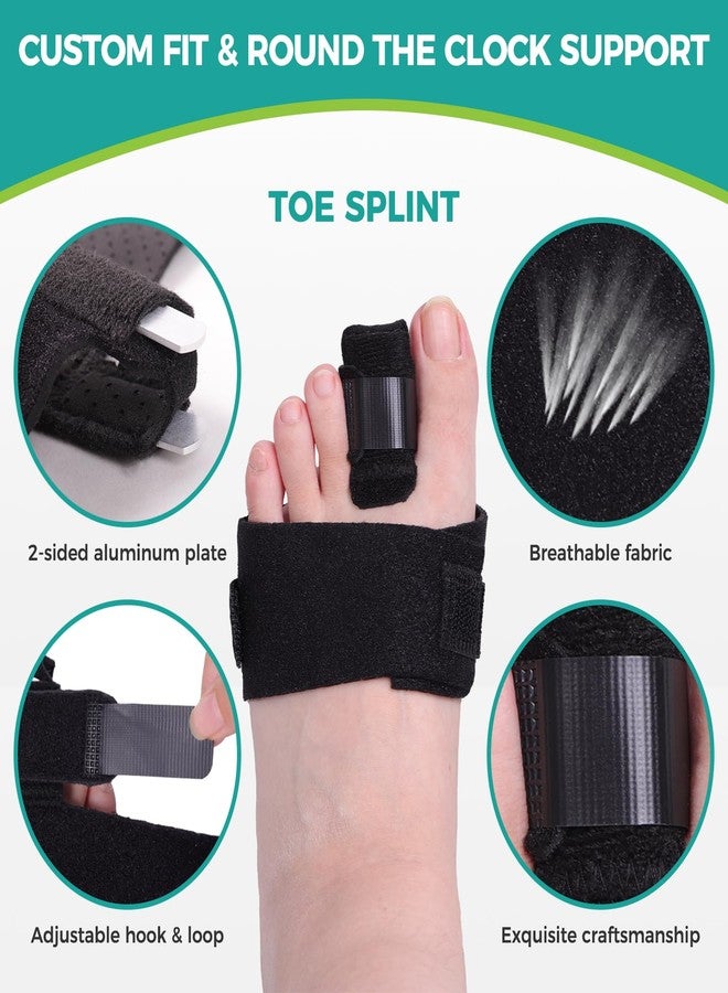 lefeke Toe Splint for Broken Toe Support, Toes Brace for Men and Women, Fracture Toes Protector for Second Toe to Pinky(Black) - Image 4
