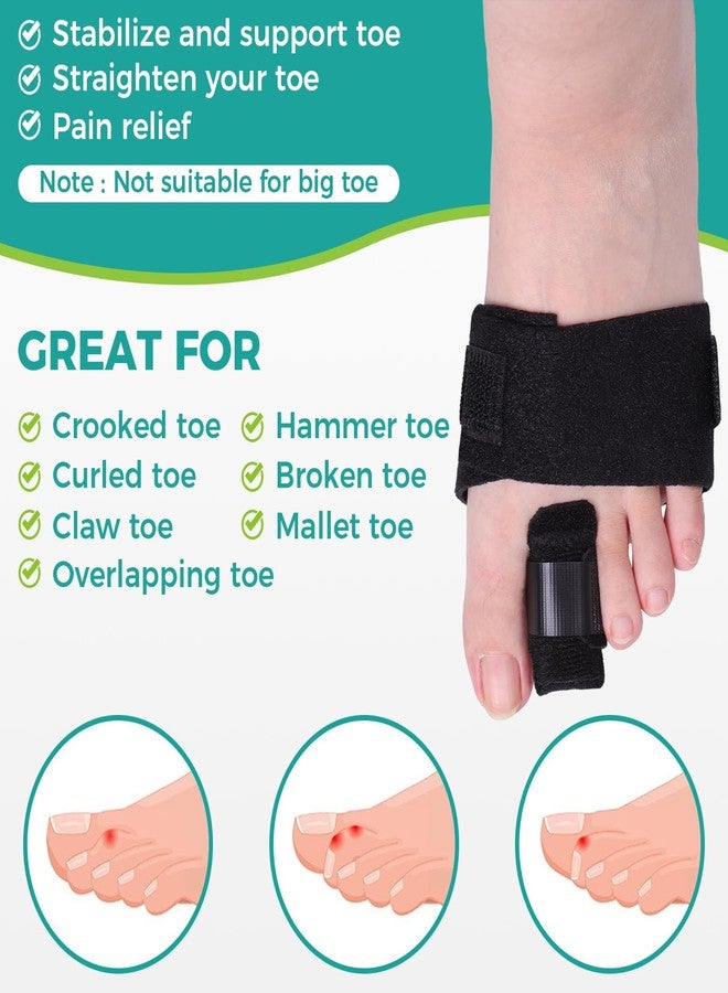 lefeke Toe Splint for Broken Toe Support, Toes Brace for Men and Women, Fracture Toes Protector for Second Toe to Pinky(Black) - Image 2