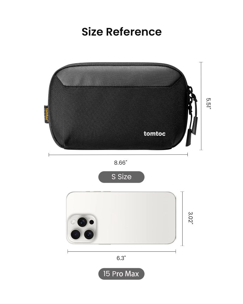 tomtoc Travel Cable Organizer Pouch, Electronics Accessories Organizer Portable Waterproof Double Accessories Carry Case for Cord, Charger, Cables, USB Drive, Black - Image 4