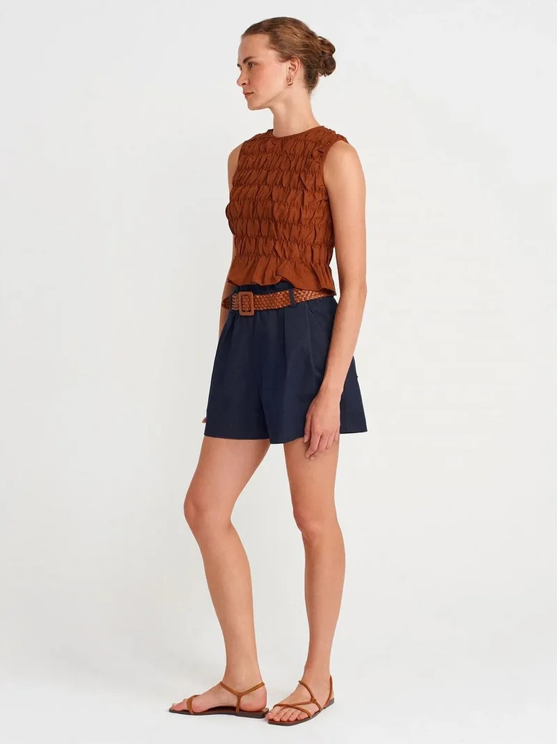 Dilvin Dilvin Women's Tailored Crepe Mini Shorts