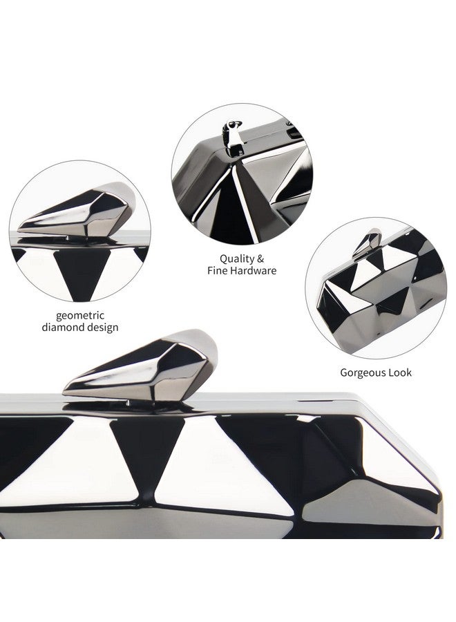 AmoVee Clutch with Chain Strap, Clutch Purses for Women Wedding，Evening Handbag for Party, Prom and Formal Occasion (Shinny Grey) - Image 2