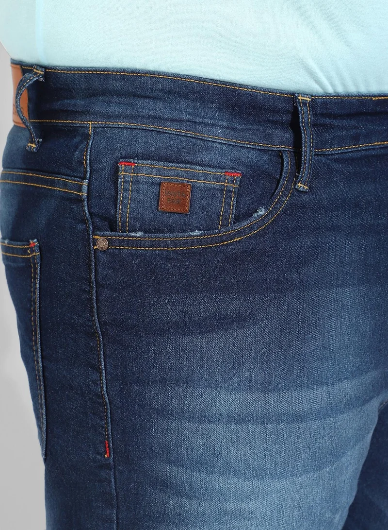 Instafab Plus Men's Classic Blue Medium-Washed Regular Fit Denim Shorts